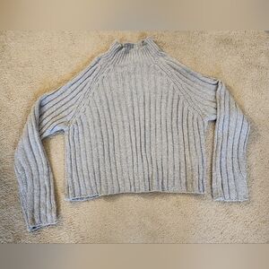 American Eagle Gray Ribbed Mockneck Cozy Soft Women's Sweater Size XXL